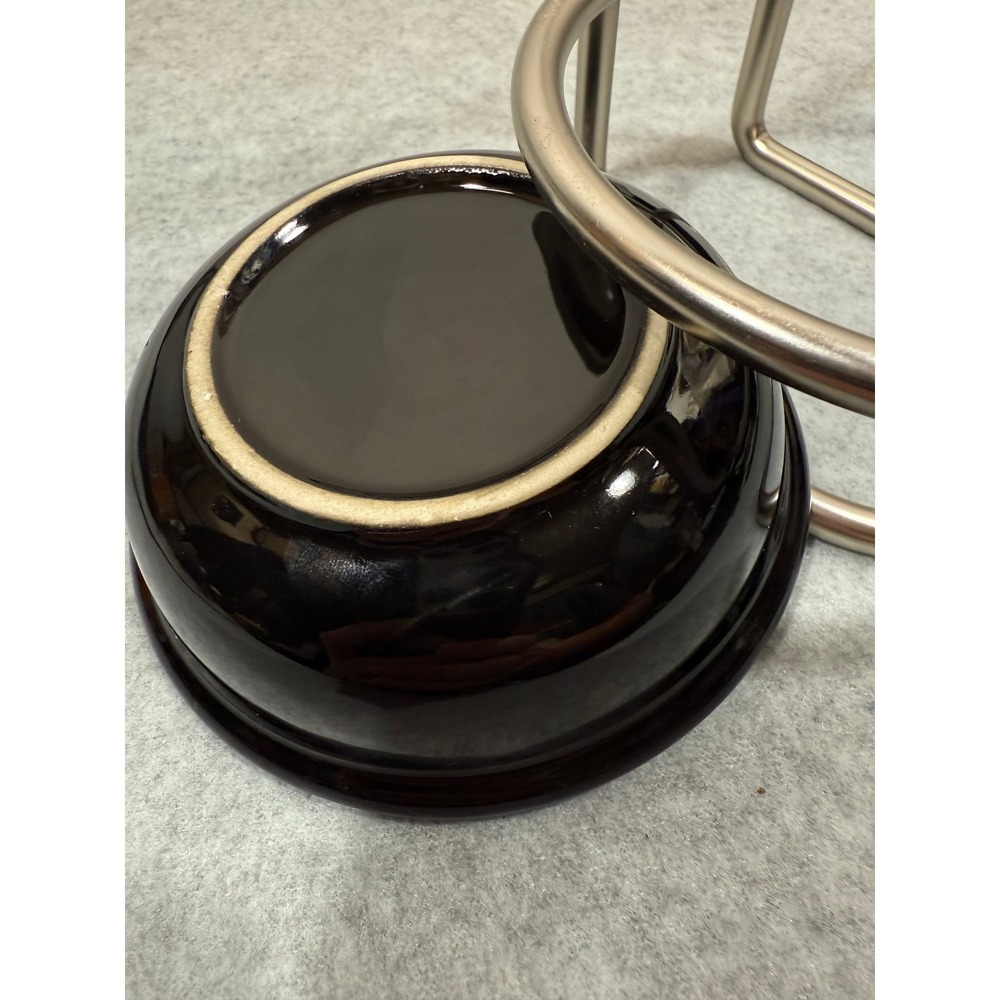 Black Ceramic Spoon Holder w Metal Stand Kitchen Utensil Rest Countertop‎ - Picture 10 of 12